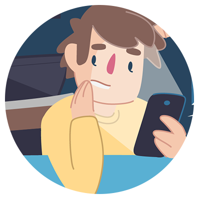Teen boy or young adult looking at phone worries