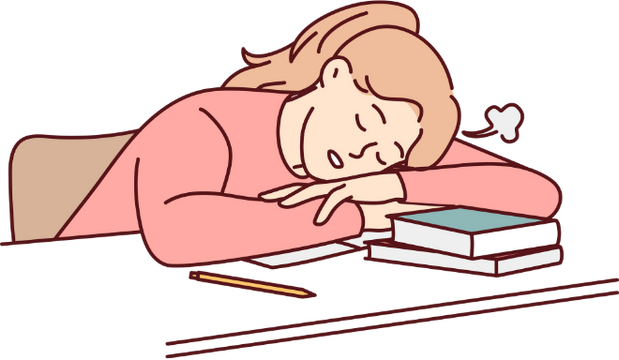Teen girl sleeping on a desk