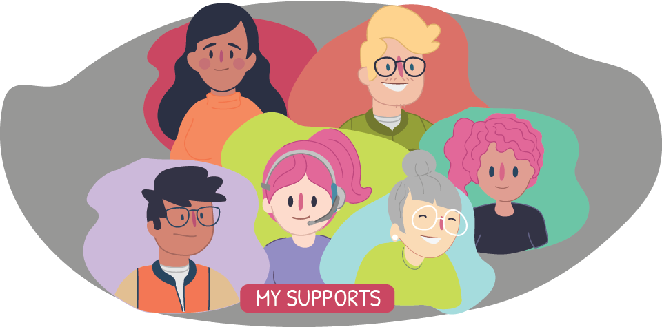 Various adults in support roles like counsellor, doctor, social worker