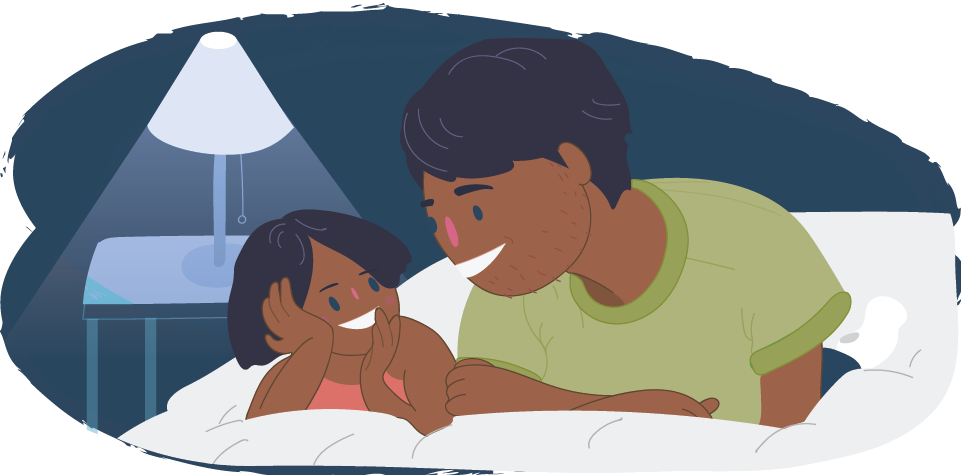 Child talking happily to parent or guardian