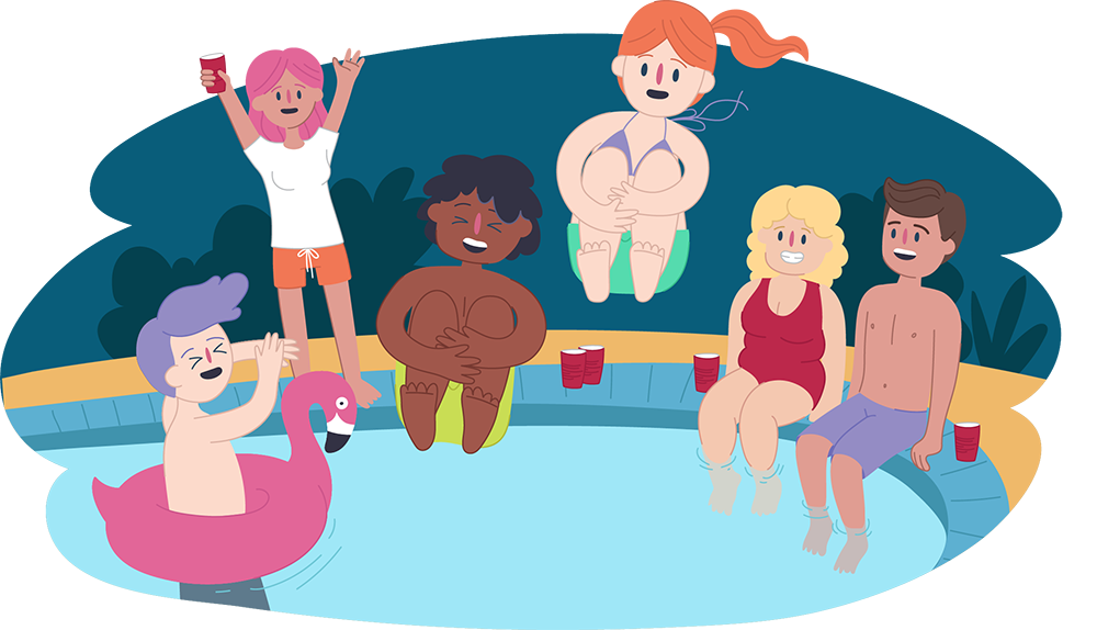 Teens at pool party