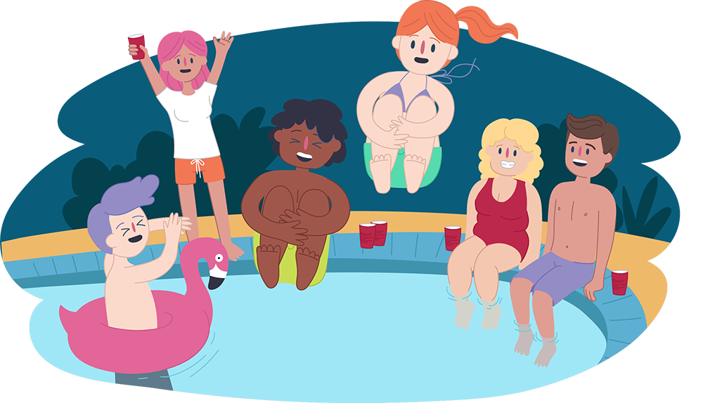 Group of teens swimming in pool