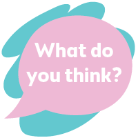 Speech bubble with text 'what do you think?'