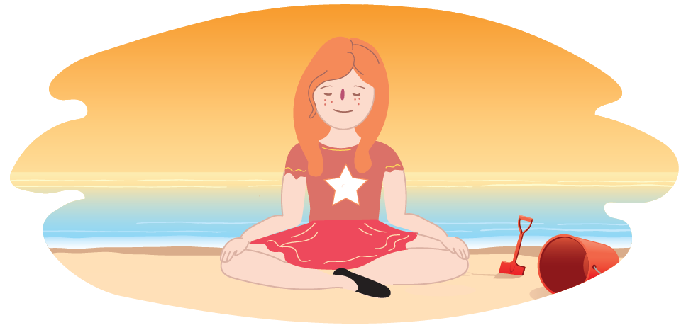 Girl meditating on beach