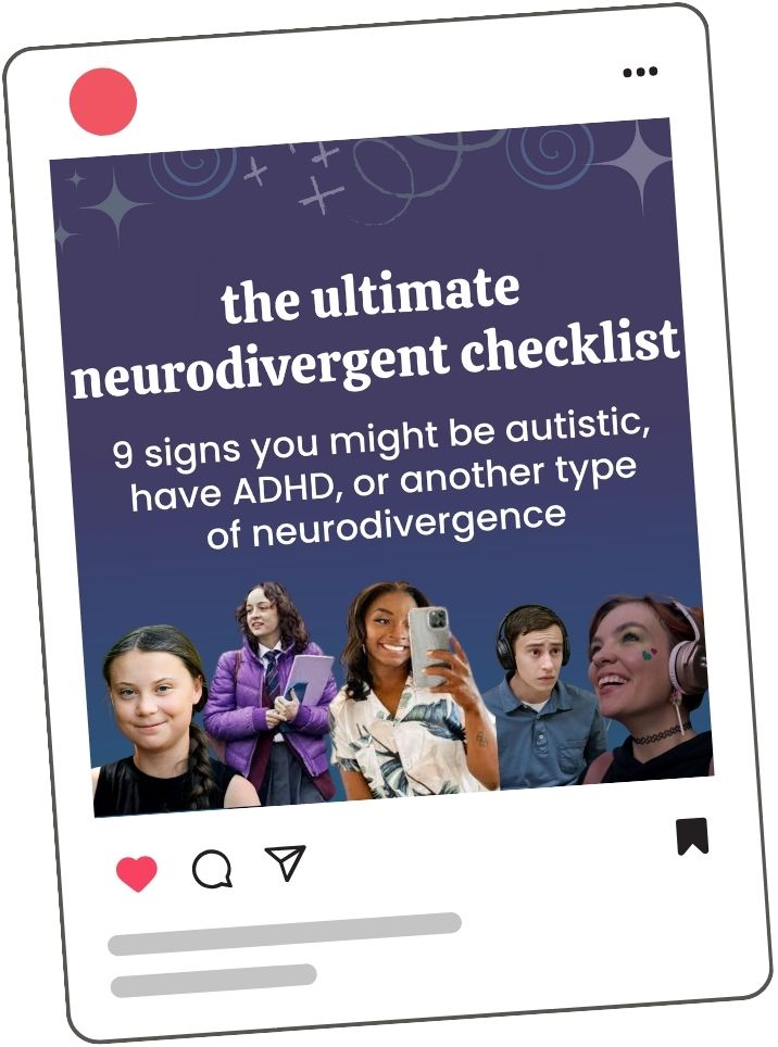 the ultimate neurodivergent checklist in a social post