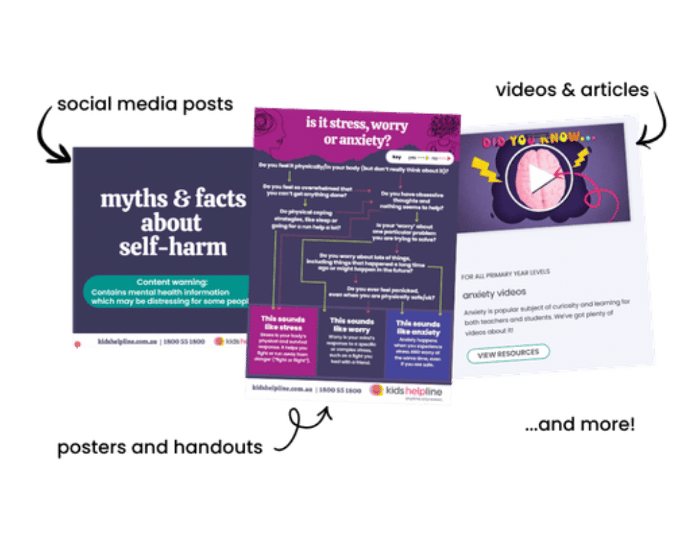 Videos, posters and more on topics like mental health