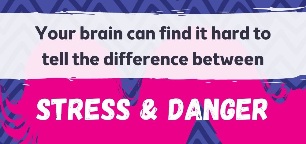 Text, which reads: "Your brain can find it hard to tell the difference between stress and danger"