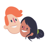 Illustration of two friends smiling