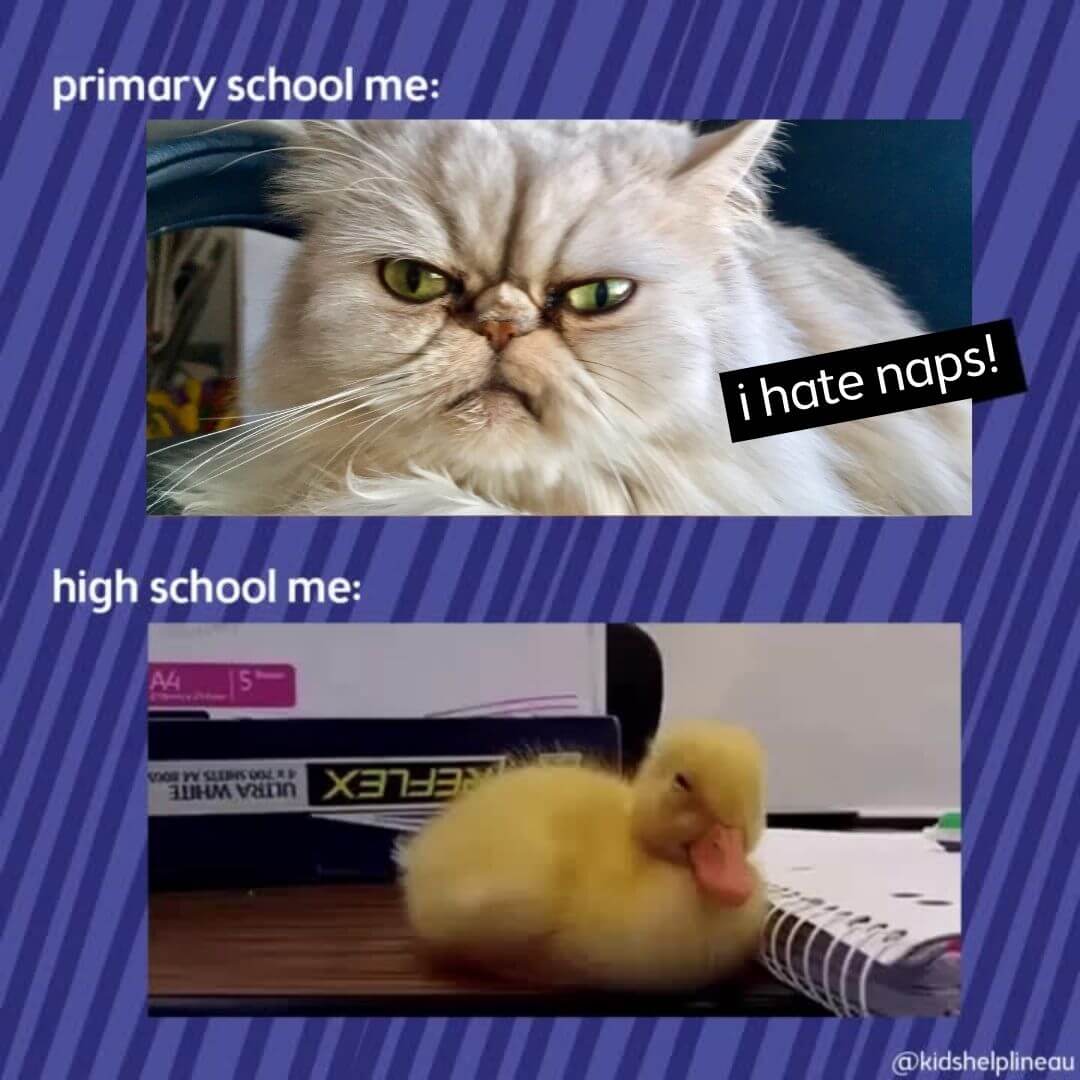 Primary school me hates naps, while high school me naps all the time
