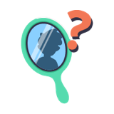 Illustration of a mirror with a shadow and question mark