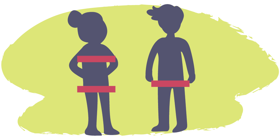 Silhouette of boy and girl with private parts blanked out